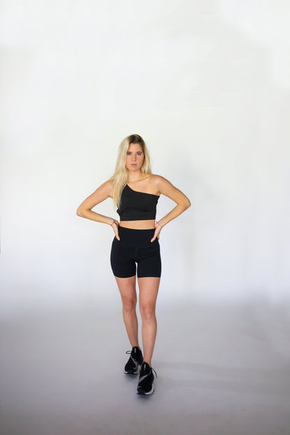 One Shoulder Black Top