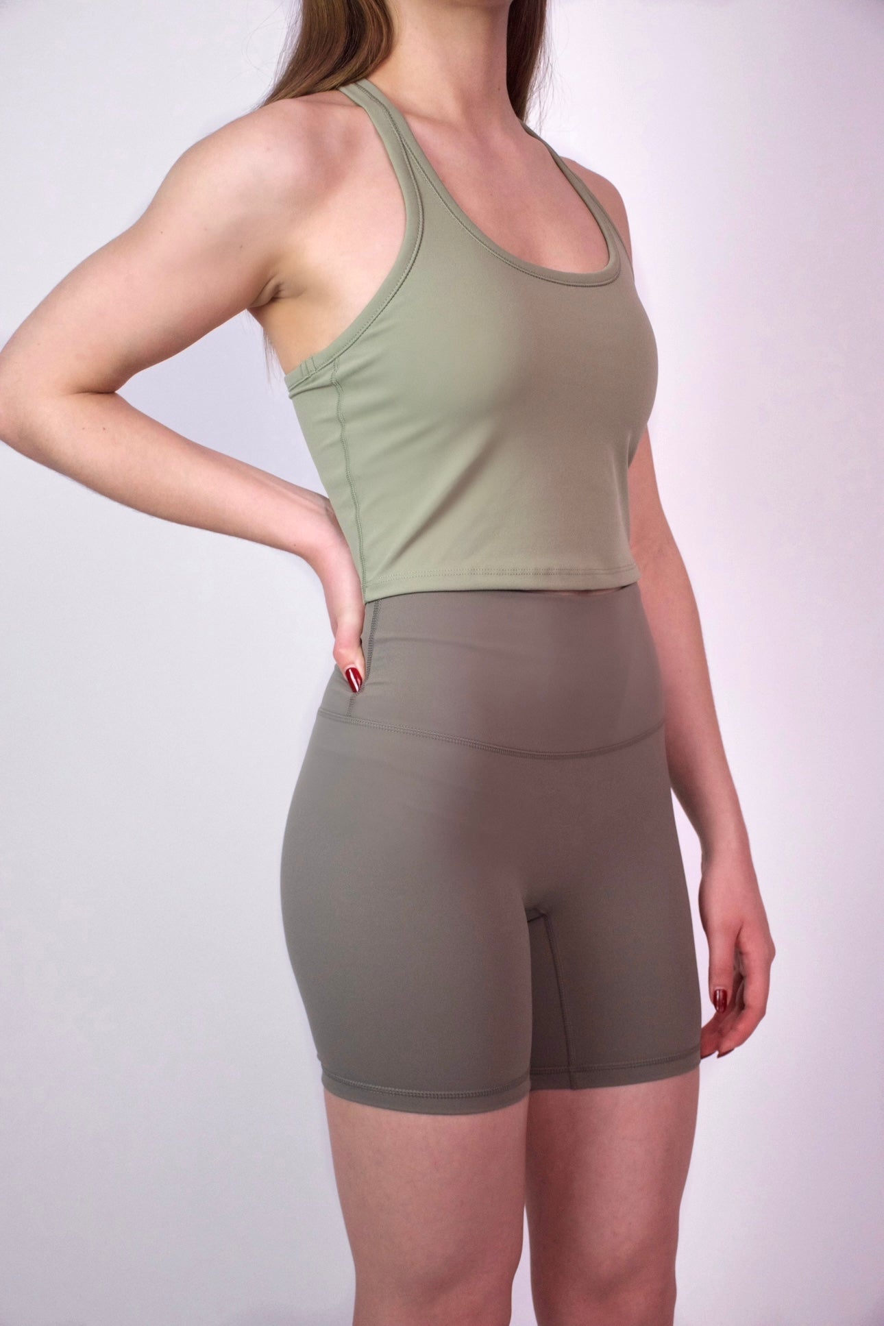 Green Gray Biker Shorts